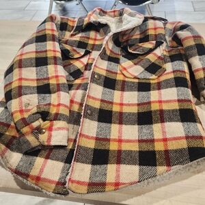 Plaid Sherpa-Lined Jacket Mens Small Boys 16-18